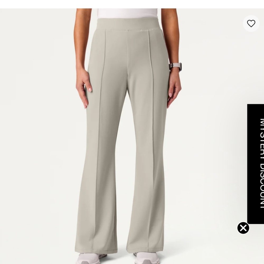 Ebb & Flow Athleisure High-Rise Flare Ponte Side Slit Pants in Beige Size Medium